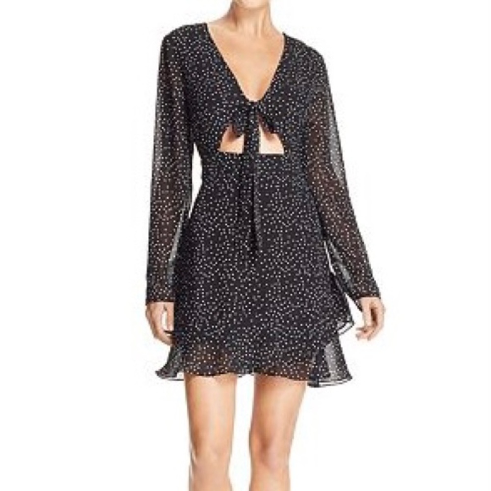 Cotton Candy LA front bow tie black dot dress